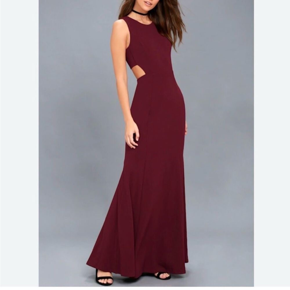 Lulu's Deep Red Backless Maxi Dress